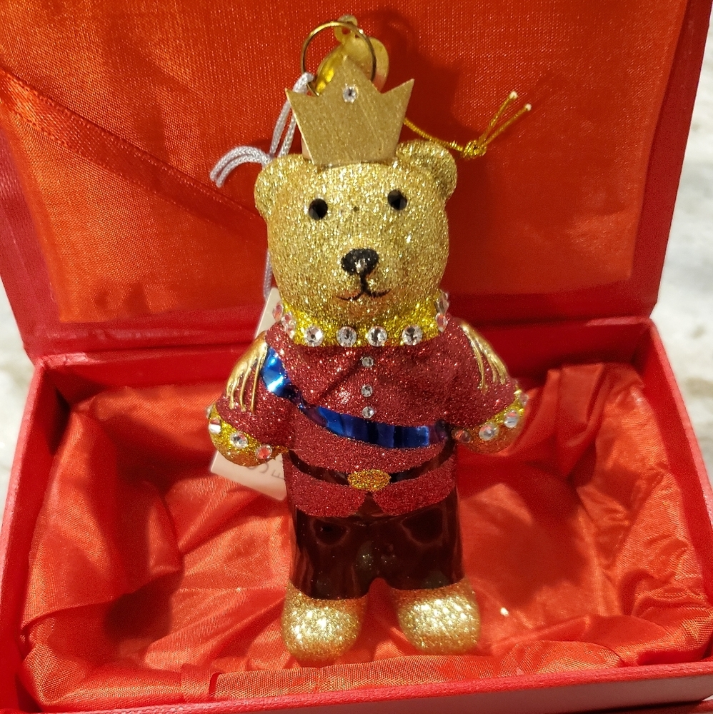 Designer Bear Blown Glass Ornament